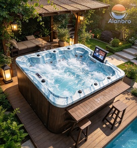 Baignoire balnéo autoportante en acrylique grand format avec jets multiples, massage par air, cascade lumineuse colorée et contrôle informatisé - Product Image 5