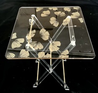 Ensemble de table basse moderne pliable en acrylique 4 pièces avec impression soyeuse sur le dessus pour appartement et mobilier de salle à manger/salon