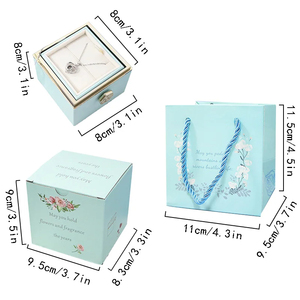 Nouvelle boîte à bijoux rotative en forme de rose, coffret cadeau pour la Saint-Valentin, boîtes à bagues en acrylique pour mariage, rangement de colliers, présentoir à bijoux en forme de rose - Product Image 5