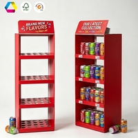 Présentoir alimentaire moderne en carton ondulé sur mesure pour usine, présentoir portable à niveaux en carton ondulé sur pied
