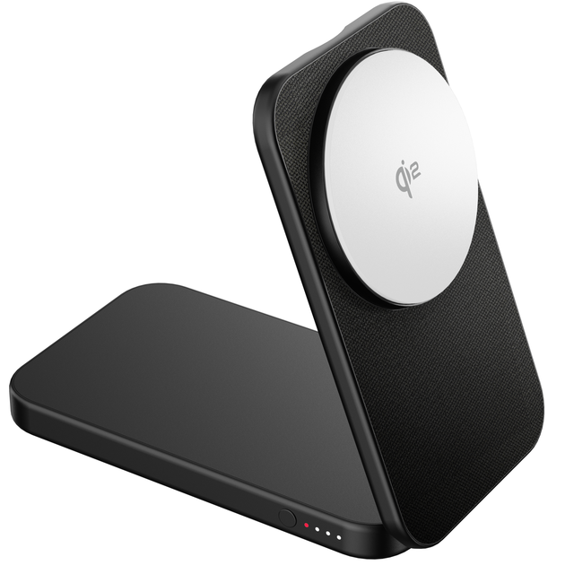 2-in-1 Qi2 15W Magnetic Power Bank 5000mAh Foldable Stand Slim Wireless Portable Charger for Phone and Watch Charger