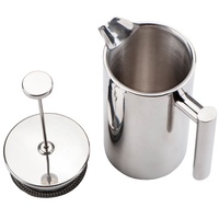 Cafetière à piston en acier inoxydable 304 mat à double paroi, pot à café isotherme avec filtre pour la maison, la cuisine et les cafés