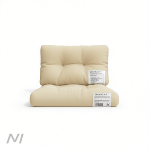 Coussin de palette d'extérieur Ni Beige 23,6x15,7x4,7 pouces, tissu matelassé résistant à l'eau, couleur unie, utilisation toutes saisons - Product Image 1