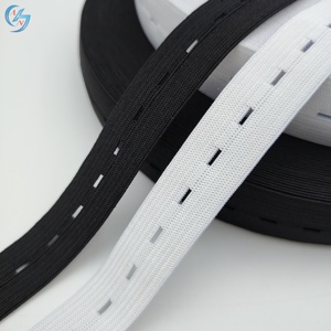Sangle élastique en polyester blanc et noir de 20 mm et 25 mm, réglable avec œillets pour textiles de maison, sacs et vêtements - Product Image 2