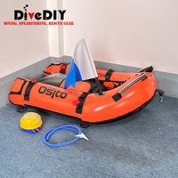 Bateau de plongée gonflable pour la pêche sous-marine avec 3 compartiments, plateforme de plongée en PVC renforcé avec pompe à air et drapeau de plongée, robuste