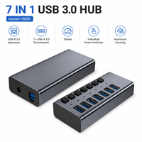 7 Portlu Güçlendirilmiş USB 3.0 Hub 5Gbps 7x USB-A Portları Ayrı Ayrı Güç Anahtarları Alüminyum Gövde Stokta Mevcut