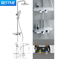 Système de douche ABS 3 fonctions couleur canon de fusil, avec pommeau de douche pluie et robinetterie, finition céramique brossée douce, pour usage hôtelier, jet