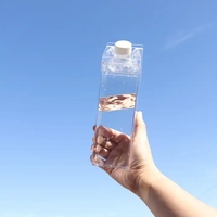 Bouteille d'eau sport transparente 500 ml en plastique PS, écologique et minimaliste, avec couvercle, emballage en boîte blanche – Offre Spéciale