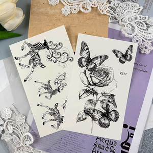 Autocollants de <span class=keywords><strong>tatouage</strong></span> style rose sombre, tatouages floraux sexy imperméables pour <span class=keywords><strong>bras</strong></span> et clavicule - Product Image 3