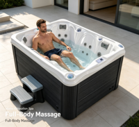 Spa extérieur pour 4 personnes, bain à remous en acrylique, baignoire de massage avec commande Bluetooth, 35 jets, désinfectant à l'ozone