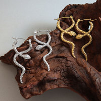 Pendientes de Aro de Serpiente de Lujo de Acero Inoxidable 316L Coreano al por Mayor, Chapados en Oro PVD de 14k y 18k, Modernos y de Moda para Mujer