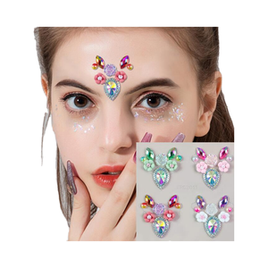 Rhinestone Face Gem Temporary <b>Tattoo</b> Sticker Rainbow Flower Body Art Festival Decor - Product Image 4