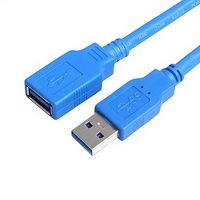 Kabel Ekstensi USB 3.0 Male-to-Female Biru Berpelindung Penuh 3m 5m Kabel Data Kecepatan Tinggi untuk Komputer Tembaga Bebas Oksigen