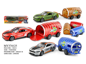 Cadeau du Nouvel An 2026, <span class=keywords><strong>voiture</strong></span> en alliage 1:36, Mustang, <span class=keywords><strong>voiture</strong></span> de police, remorque, <span class=keywords><strong>caravane</strong></span>, portes ouvrables, <span class=keywords><strong>voiture</strong></span> miniature à tirer en arrière, jouets pour enfants - Product Image 2