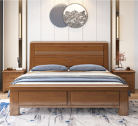 Lit de rangement double queen size en bois massif, design classique moderne, mobilier de chambre à coucher de style traditionnel avec tiroirs en bois - JY-B001