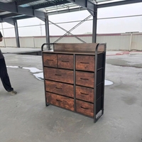 Organiseur de rangement moderne à 9 tiroirs avec cadre en acier et tissu non tissé pour chambre et salon