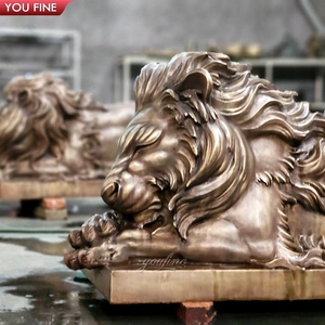 Estatua De León protector de tamaño natural de bronce acostado de tamaño natural para jardín - Product Image 6