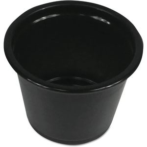 Vasos desechables de plástico negros Boardwalk PRTN1BL Souffle Section Cups de 1 oz para aperitivos y bebidas, 2500/unidad por caja - Product Image 3