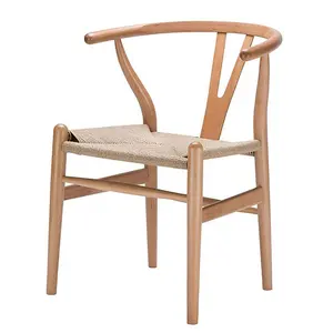 Cadeira Hans Wegner Wishbone Y para restaurante, cadeira Wishbone barata de cor natural preta e branca