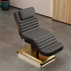 Sillón de Spa de Lujo Chapado en Oro con Luz LED, Mesa de Masaje Plegable para Salón de Belleza de Pestañas, 3 Motores y Control de Pie - Product Image 3