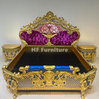 Meubles du Moyen-Orient, ensemble de chambre à coucher royale turque, cadre de lit de luxe antique sculpté à la main