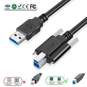 สายเชื่อมต่อ USB 3.0 AM ตัวผู้ ไป BM ตัวผู้ พร้อมสกรูล็อค ความเร็ว 5Gbps ป้องกันสัญญาณรบกวนด้วยวัสดุถักและฟอยล์ สำหรับกล้องอุตสาหกรรมและเครื่องพิมพ์ - Product Image 2