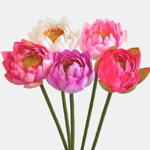 Fiori <span class=keywords><strong>di</strong></span> <span class=keywords><strong>Loto</strong></span> Artificiali in Seta con Foglie in Silicone Morbido, Decorazione in Stile Cinese e Nordico Pastorale - Product Image 4