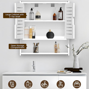 Wall Cabinet Bathroom <b>Storage</b> Shelf 3 Layers Large Capacity Wall Mounted Minimalist Design - Product Image 5