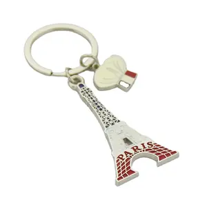 OEM customized metal eiffel tower souvenir keychain