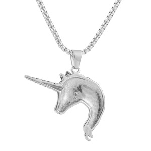Yunnique – collier avec pendentif licorne en acier inoxydable, en forme d'animal, en argent, pour hommes et femmes, Style Punk rétro, 122025 - Product Image 3
