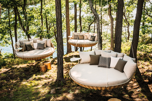 <span class=keywords><strong>Lit</strong></span> Balançoire Suspendu Rond et Portable Moderne Meubles de Jardin d'Extérieur <span class=keywords><strong>en</strong></span> Rotin <span class=keywords><strong>Osier</strong></span> avec Corde de Porche pour Hôtels ou Adultes Canapé de Daybed - Product Image 3