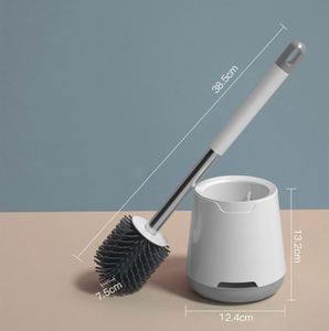 Ensemble brosse et support pour toilettes en silicone, brosse de nettoyage douce pour cuvette de toilettes, sans rayures - Product Image 5