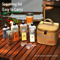 Ensemble de récipients d'assaisonnement d'extérieur : sel, glutamate monosodique, bouteille d'huile scellée pour camping, barbecue, cuisine de terrain ; Organisateur portable d'épices de camping