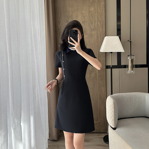 Grey Bodycon Dress Peter Pan Collar Solid Color Professional Career Dress Women's Work Uniform Summer Style - Product Image 2