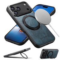 Coque de téléphone SUTENI pour iPhone 18 Pro Max avec chargement magnétique sans fil 360° °   Support rotatif à boucle en similicuir huilé ciré 17 16 15 14 13