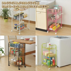 3 Layer Wire Basket Rack Space Saving Home <b>Storage</b> Metal Wire Utitlity Rolling <b>Cart</b> - Product Image 3