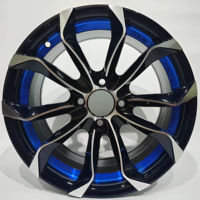 Nuevos Rines de Aleación de Aluminio Forjado de 14-17 Pulgadas, Negro Brillante con Bordes Plateados, Bicolor Rojo y Azul, Ligeros