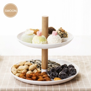 Decorative Household 2 Layers <b>Rotating</b> Jewelry Cake Fruits <b>Display</b> Serving Tray <b>Standing</b> Table Top Rack for Living Room - Product Image 2