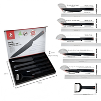 Ensemble de couteaux de cuisine de luxe 6 pièces dans une boîte magnétique, en acier inoxydable, pour cuisinier, utilisation générale, trancher, pain, éplucher, peler