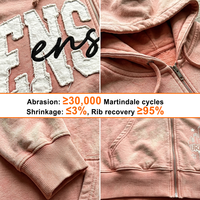 Sweat à capuche zippé surdimensionné en molleton bouclette épais délavé personnalisé, style vintage, avec broderie appliquée écologique, streetwear homme