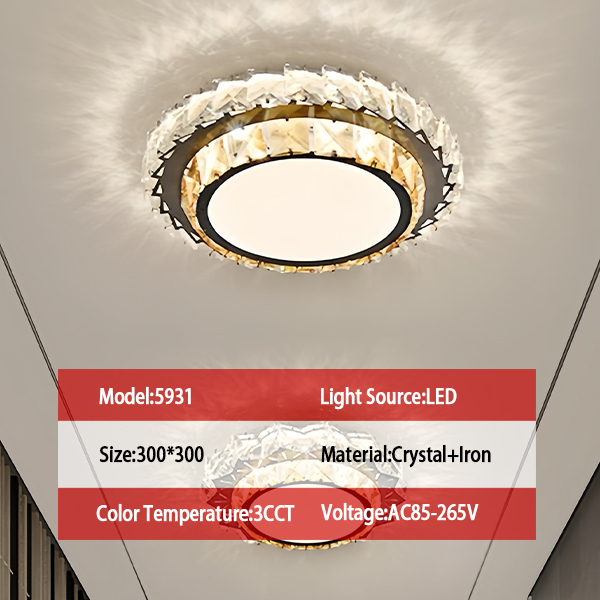 Modern LED Crystal Ceiling Light Luxury Flower Lamp for Porch Balcony Aisle Lamp for Living Room Bedroom Kitchen Decoration
