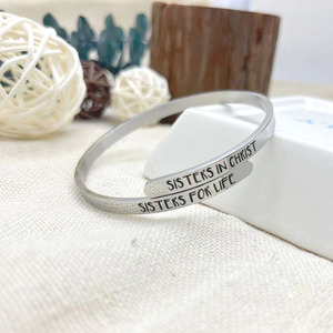 Sisters In Christ Stainless Steel <b>Bangle</b> <b>Engraved</b> Gift For Women Unisex Jewelry Bracelet - Product Image 1