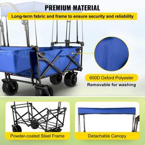 DB Wholesale Extra Large Collapsible Garden <b>Cart</b> with Removable Canopy Folding Utility <b>Wagon</b> Wheels for Rear Storage Garden Supp - Product Image 4