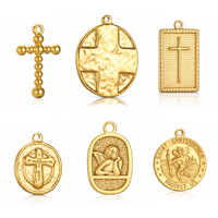 Charmes religieux en acier inoxydable avec crucifix et médailles de protection de Saint Christophe, amulettes patronnes pour hommes et femmes, cadeaux