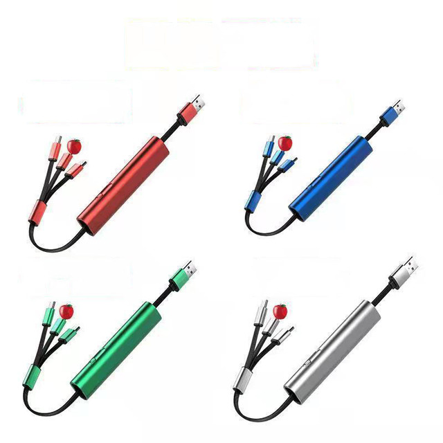Keychain Charging Cable Long 3-In-1 Mobile Phone 3A Metal Retractable Fast Data Cables Type C
