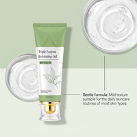 Gel exfoliant triple enzymatique au thé vert, exfoliant doux pour le visage pour éliminer les peaux mortes, peau lisse et rafraîchie, 100g