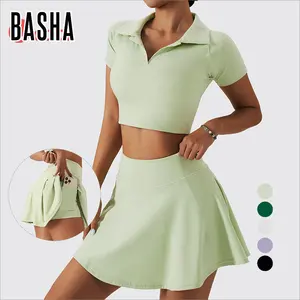 Женское платье для фитнеса BASHAsports, одежда для тенниса, женское платье для тенниса с шортами, комплект из 2 предметов с юбкой для тенниса