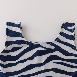 2022 estate completi Casual per bambine 2 pezzi di moda con gilet senza maniche stampato a strisce zebrate con cintura in tinta unita - Product Image 4