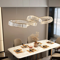 Luminaire suspendu en cristal LED de forme infinie, moderne et luxueux, luminaire de plafond linéaire à intensité variable pour table à manger, îlot de cuisine