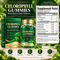 Gummies Nutritionnelles Vertes Quotidiennes avec Chlorophylline de Cuivre et Sodium, Spiruline, Épinards, Brocoli, Herbe de Blé – Marque Privée OEM